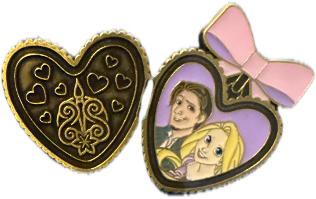 Tye Auter's Rapunzel and Flynn heart locket pin